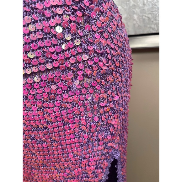 Retrofete Coco Crochet Sequin Embellished Cutout Iridescent Maxi Dress M/L - Picture 10 of 13